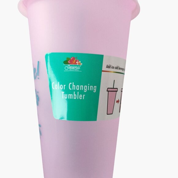 Lets Flamingle Color Changing Tumbler Lid Straw Pink 26 Oz Tropical Beach Pool - Picture 4 of 6